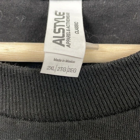 Alstyle T shirt men's size 2X Large short sleeve cotton black and white pullover - Picture 7 of 8